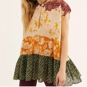 Free People Tunic Mini Dress Marigold Combo Gotta Have You Flowy Tunic Sz M